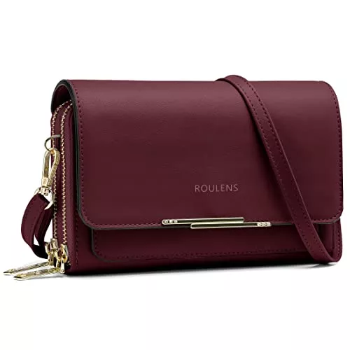 Roulens Sacs et sacs à dos Roulens Sac Téléphone Portable Femme - Petit Sac Bandoulière Femme - Sac à Bandoulière Femme en Cuir PU - Sac À Bandoulière Petit avec Réglables Bandoulière