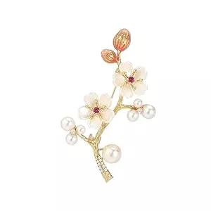 YAHOYA Bijoux YAHOYA Broches de Fleurs Roses de Luxe Femmes simulées Pearl Flower Mariages Broche Collier Pins Cadeaux Pull Pin Accessoires Femmes