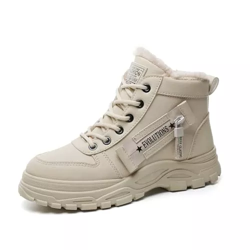 Yeeteepot Bottes Yeeteepot Bottes Femme Hiver Fourrée Chaude Bottines Confortable Neige Chaussures Extérieur Antidérapant Bottes Lacet Courte Bottines