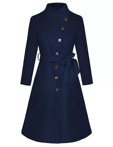 GRACE KARIN Manteaux GRACE KARIN Manteau midi à col rabattable pour femme avec ceinture