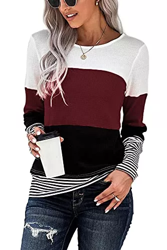 FANGJIN Pulls et tricots FANGJIN Sweat-Shirt à Manches Longues et col Ras du Cou pour Femme, Confortable, Tendance, pour l’Automne et l’Hiver