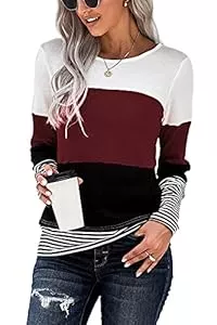 FANGJIN Pulls et tricots FANGJIN Sweat-Shirt à Manches Longues et col Ras du Cou pour Femme, Confortable, Tendance, pour l’Automne et l’Hiver