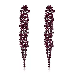 EVER FAITH Bijoux EVER FAITH Boucles d'oreilles en Cristal Strass Banquet Long Lustre Pendaison Boucles d'oreilles pour Femme Mariage Prom Mariée Clair Ton d'argent