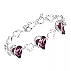 Leafael Bijoux Leafael Bracelet Femme Argent Coeur de pierres de naissance Avec Cristaux De Guérison| Bijoux Femme Argent Bracelet Sans Allergie avec Coffret Cadeau Chaîne de 7 pouces et rallonge de 2 pouces