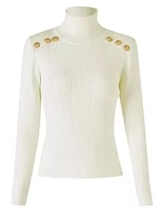 NLAND Pulls et tricots NLAND Pull à Col Roulé Femme à Manches Longues sous Pull Basique Pullover en Tricot Chandail Classique Chaud Chic Top Haut Sweater pour Printemps Automne Hiver