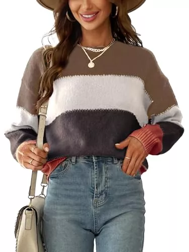 CUPSHE Pulls et tricots CUPSHE Pull rayé à manches longues et col rond léger pour femme