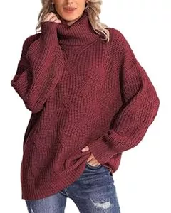 QUNERY Pulls et tricots QUNERY Pull Femme Hiver Col Roulé Pullover Chaud Casual Sweat Femme Manche Longue Hauts Mode Automne Pull Tricoté