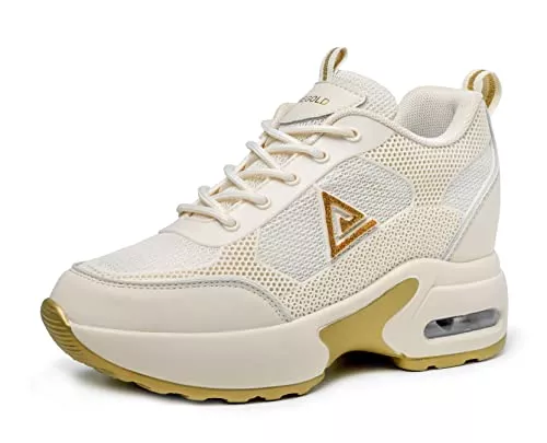 AONEGOLD Baskets et chaussures de sport AONEGOLD 庐 Femme Baskets Compens茅es Chaussure de Sport Marche Fitness Sneakers Basses Compens茅es 8 cm
