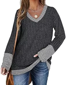 DUOEASE Pulls et tricots DUOEASE Pulls Femme col en V Casual Manches Longues Sweatshirts