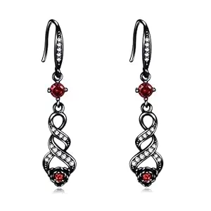 URONE Bijoux Boucles d'oreilles en forme de rose noire en argent sterling avec rose infini - Cadeau pour femme et mère