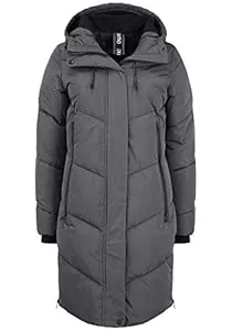 OXMO Manteaux Oxmo OXJuna Femme Manteau d'hiver Parka Veste avec Capuche Bande élastique Poches zippées Fermeture éclair latérales Regular Fit