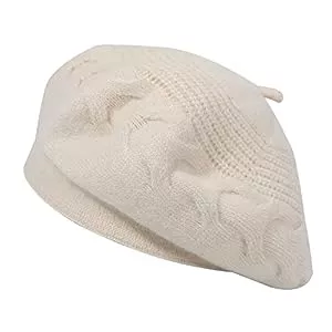 ZLYC Chapeaux et Casquettes ZLYC Béret français, réversible, couleur unie, tricot cachemire, béret chaud pour femmes et filles